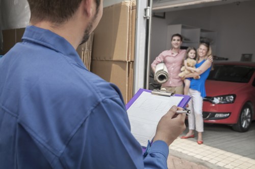 Local movers handling a household move around Wapping streets