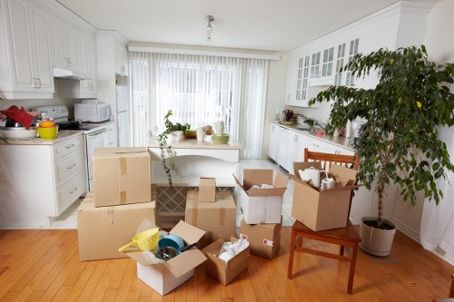 Packing office furniture and equipment for a Wapping business move